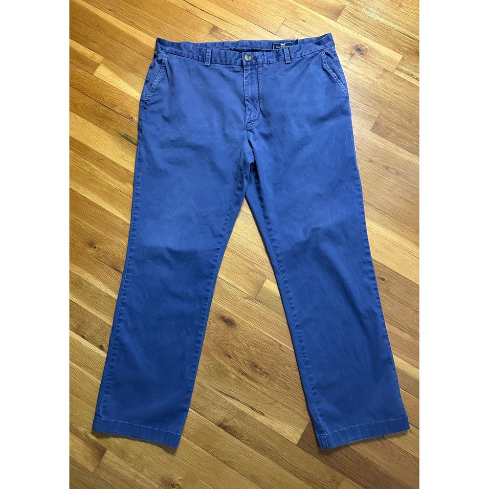 Vineyard Vines Breaker Pant Mens 38x32 Blue Cotton Stretch Chino Straight Leg